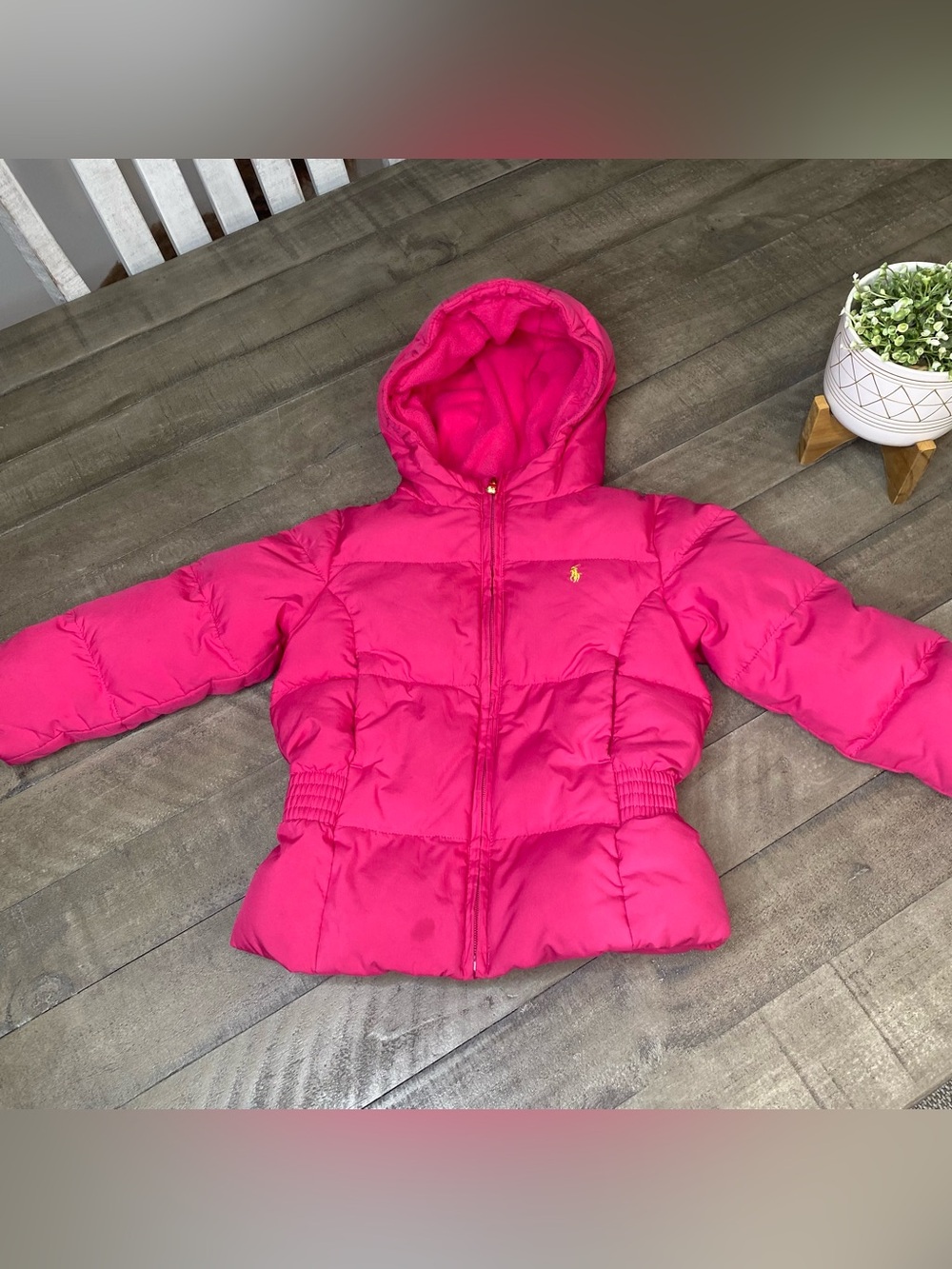 Polo Ralph Lauren Pink Puffer Jacket Hooded Girls Size 3T